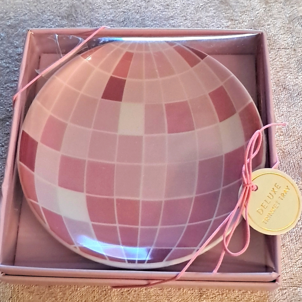 Pink Disco Ball Ceramic Trinket Jewelry Tray BarbieCore